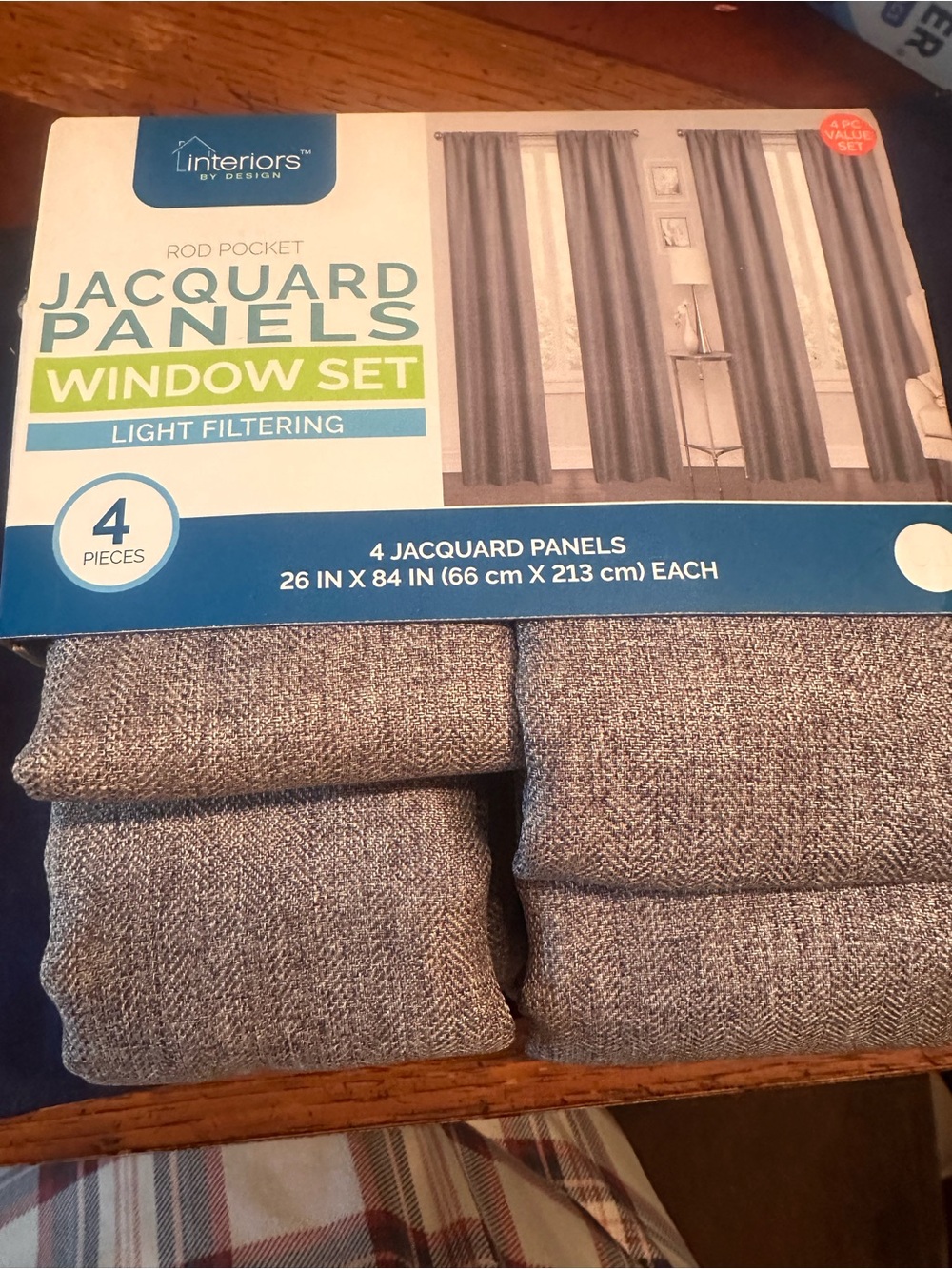 Gray Jacquard Window Panel Set - Light Filtering 26x84 4 panels